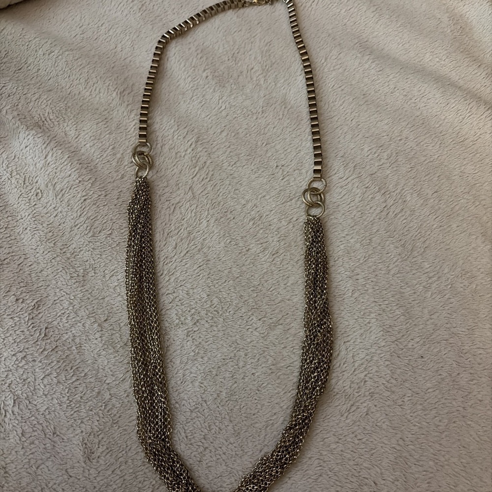 Vintage Estate Jewelry Goldtone Box And Multi Chain Statement Necklace